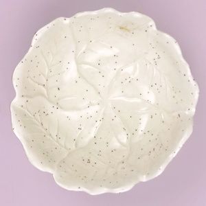 RARE FIND!! White Leaf Bowl Ceramic Studio Pottery Slipcast Handmade~Set of 2